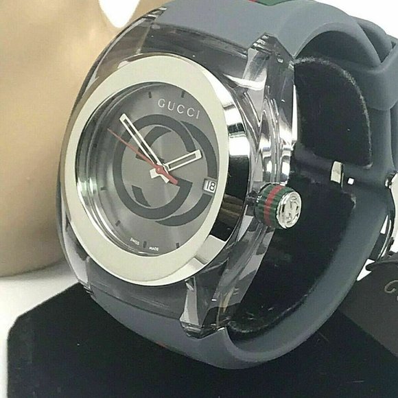GUCCI SYNC YA137109 Men's Watch Gray Rubber Band - Picture 2 of 8